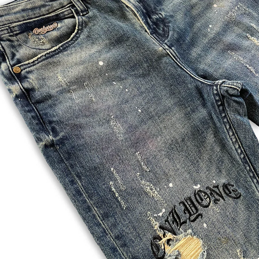 Brooklyn Distressed Splatter Jean - Image 3